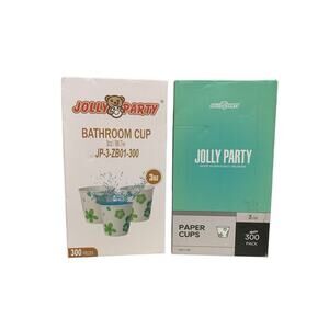 JOLLY PARTY 3 oz Paper Cups 600 Pack, Disposable Bathroom 3 oz- Green Flower